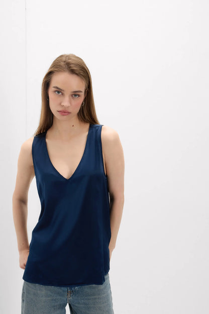 Silk V-Neck Tank Top