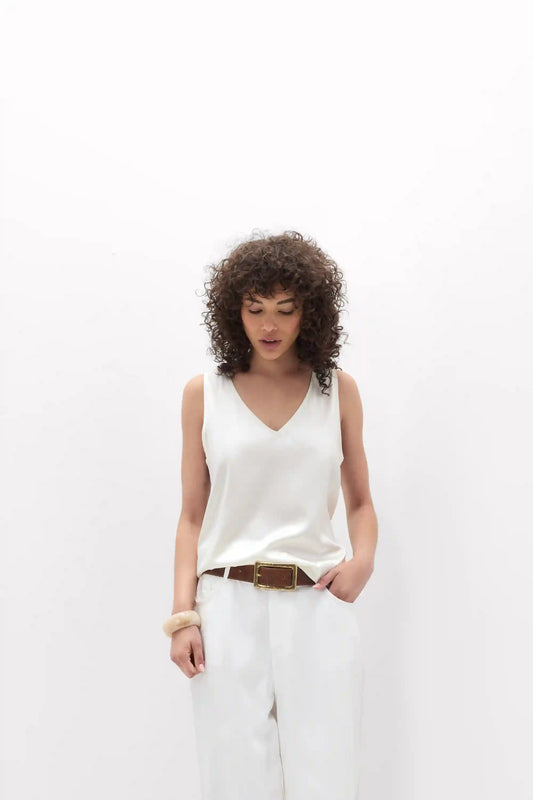 Silk V-Neck Tank Top