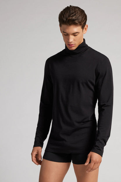 Long-sleeve High-Neck Merino-Wool Top
