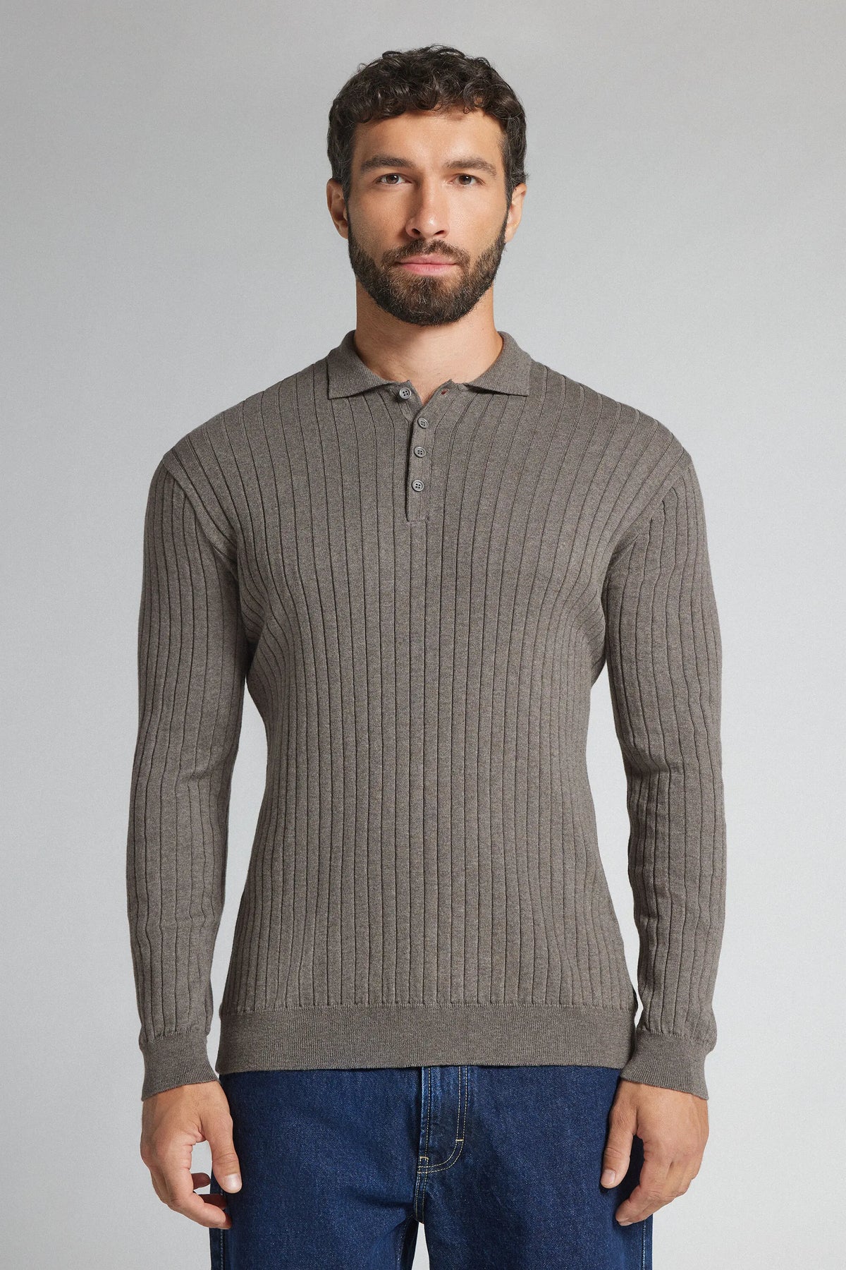 Long Sleeve Ribbed Polo