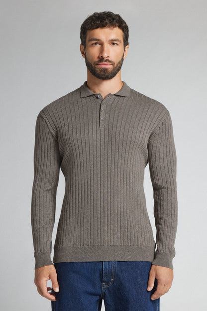 Long Sleeve Ribbed Polo