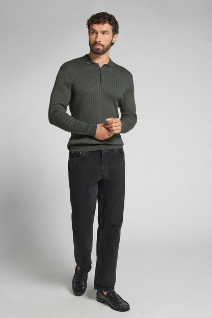 Long Sleeve Ribbed Polo