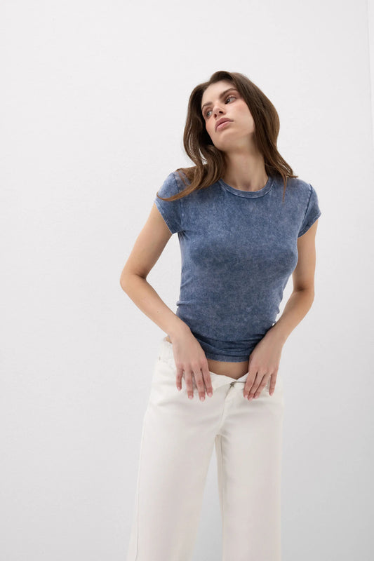 Denim Romance Short Sleeve Top